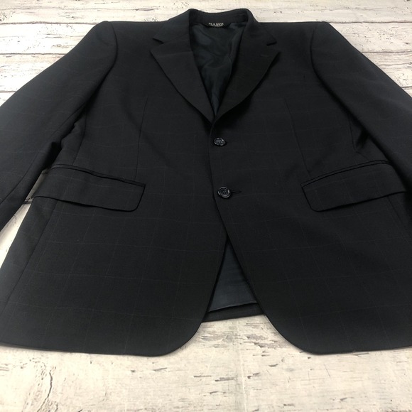 Jos. A. Bank Mens Blazer Box Plaid Black 2 Button Wool & Cashmere Blend 42R - Picture 4 of 16